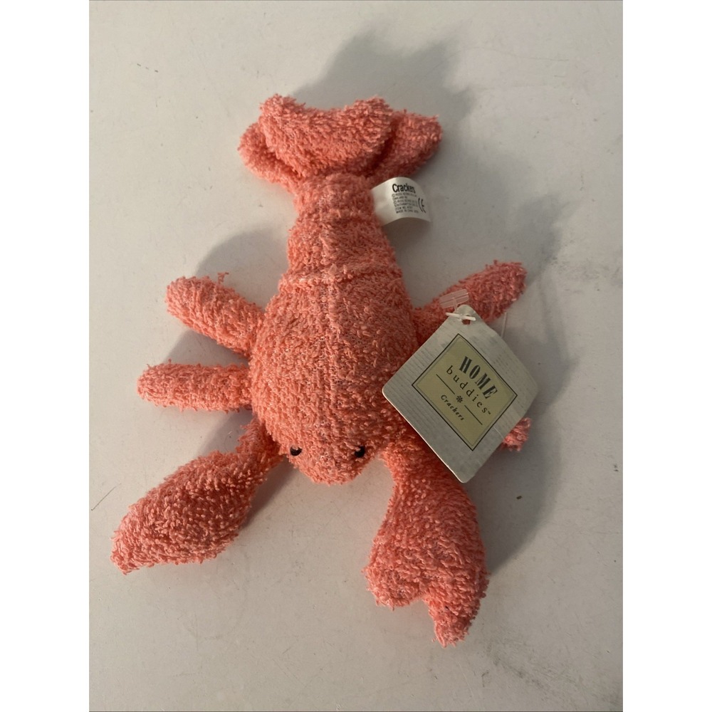 VTG Russ Home Buddies crackers pink lobster Stuffed Plush Beanie Terry Cloth